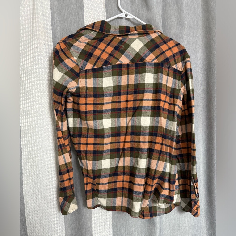 Natural Reflections Plaid Button Down Shirt - Orange, Green, Black, White - Picture 2 of 2